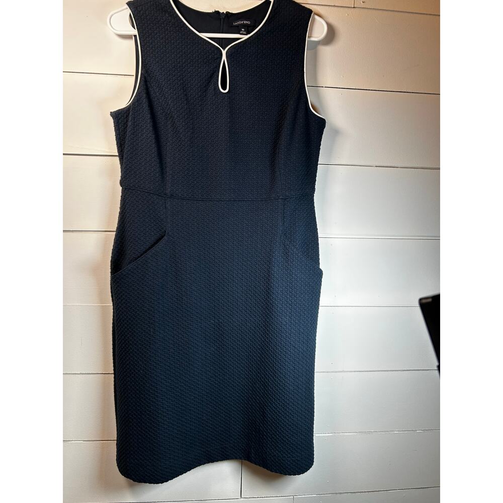 Lands End Women’s Sleeveless Keyhole Midi Dress - Navy - Size 10